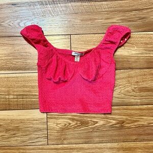 RSQ Vibrant Pink Textured Crop Top